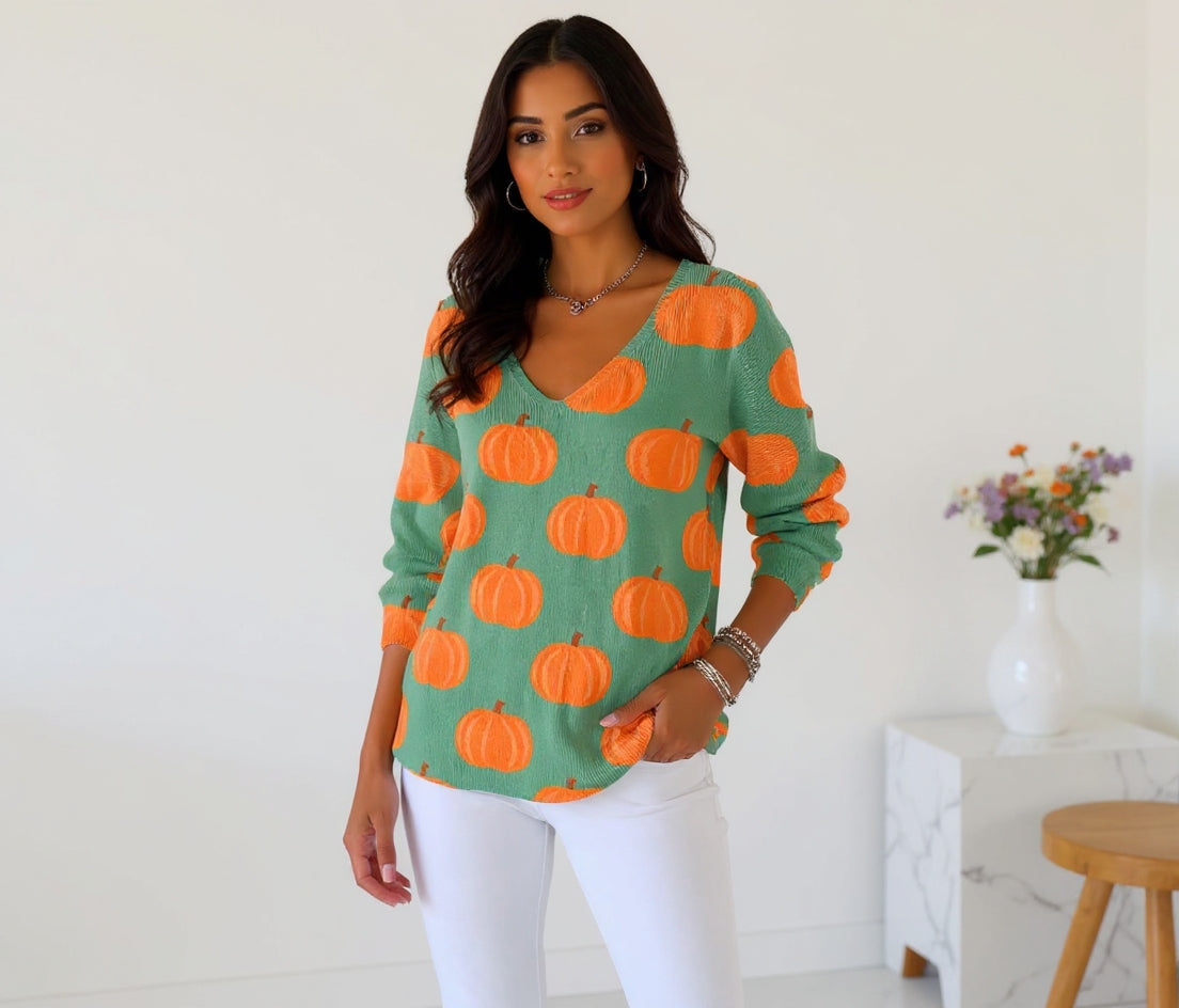 Béatrice – Colorful V-Neck Sweater